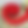 Galon dentelle satin - organza - sequin - plissée - froncée - 3 rangs - 45 mm - rouge - vendu par 50 cm