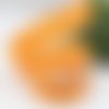 Ruban à pois blanc fond orange - bord festonné - ruban gros grain 