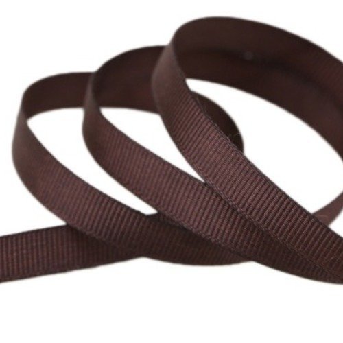 Ruban gros grain uni - marron - 10 mm - vendu au mètre