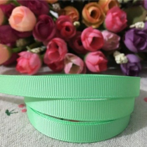 Ruban gros grain uni - vert tendre- 10 mm - vendu au mètre
