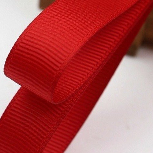 Ruban gros grain uni - rouge - 16 mm - vendu au mètre