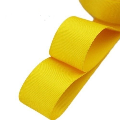 Ruban gros grain uni - jaune - 25 mm - vendu au mètre