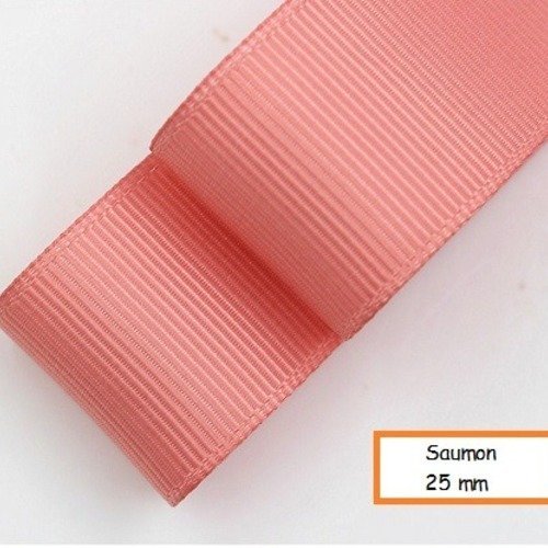 Ruban gros grain uni - saumon- 25 mm - vendu au mètre