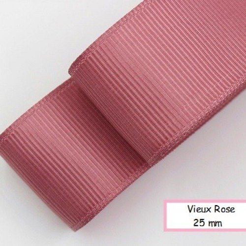 Ruban gros grain uni - vieux rose - 25 mm - vendu au mètre
