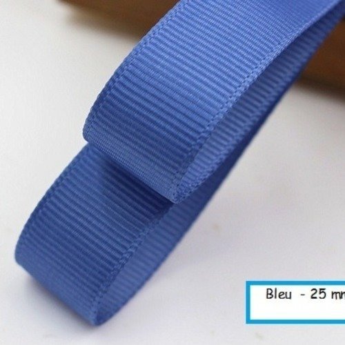 Ruban gros grain uni - bleu - 25 mm - vendu au mètre