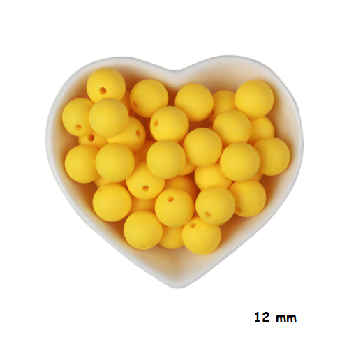 Lot de 5 perles en silicones - 12 mm - jaune