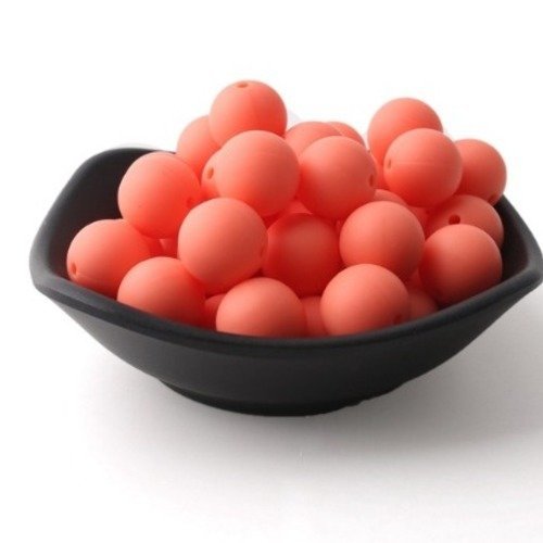 Lot de 5 perles en silicones - 12 mm - orange