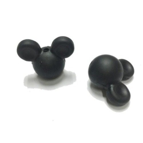 1 perle en silicone - tête de souris - 24 mm - noire