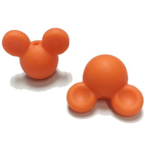 1 perle en silicone - tête de souris - 24 mm - orange