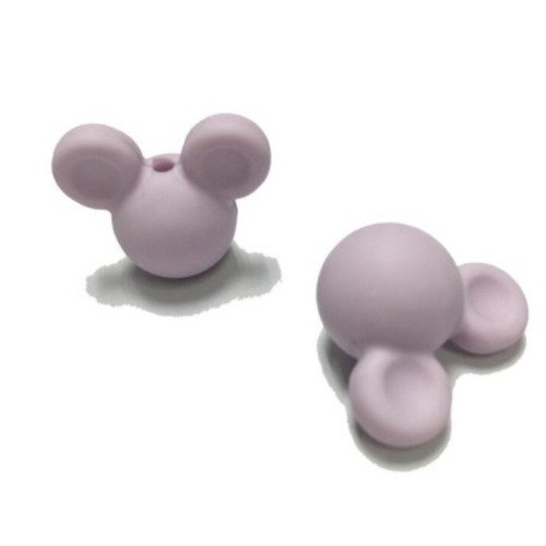 1 perle en silicone - tête de souris - 24 mm - parme
