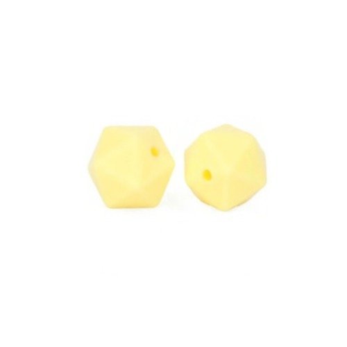 1 perle en silicone - hexagonale - 14 mm - jaune pâle