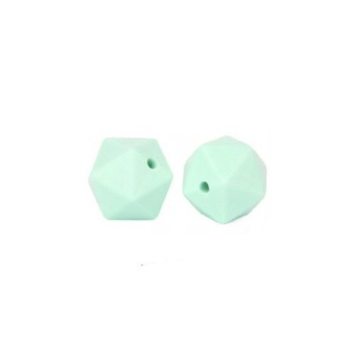 1 perle en silicone - hexagonale - 14 mm - vert tendre
