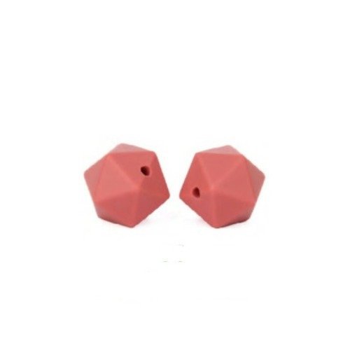 1 perle en silicone - hexagonale - 14 mm - rouille