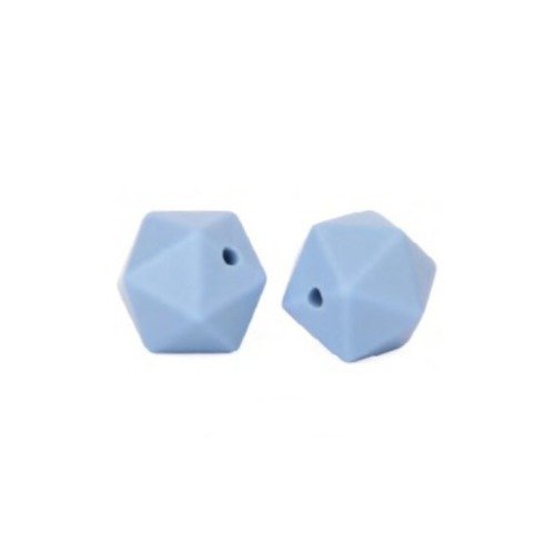 1 perle en silicone - hexagonale - 14 mm - bleu ciel