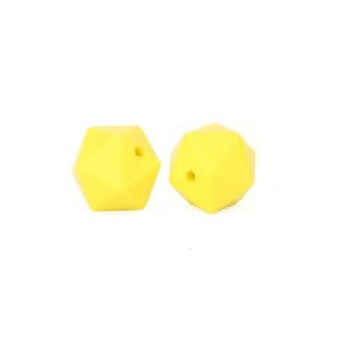 1 perle en silicone - hexagonale - 14 mm - jaune vif