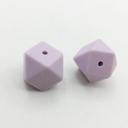 1 perle en silicone - hexagonale - 14 mm - parme
