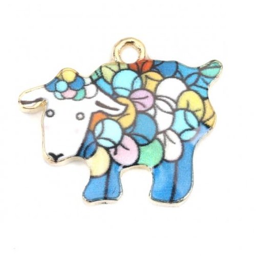 1 breloque pendentif charm mouton - emaillé