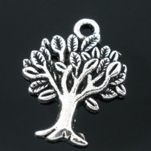 1 breloque pendentif arbre de vie - métal argenté 