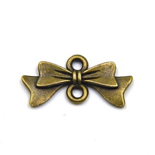Lot de 2 bijoux connecteur nœud papillon - métal  couleur bronze