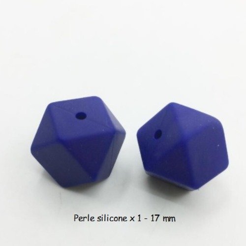 1 perle en silicone - hexagonale - 17 mm - bleu roi