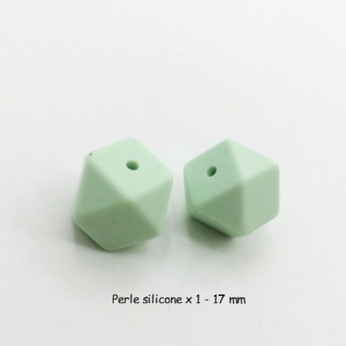1 perle en silicone - hexagonale - 17 mm - vert tendre