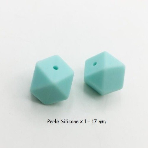 1 perle en silicone - hexagonale - 17 mm - vert layette