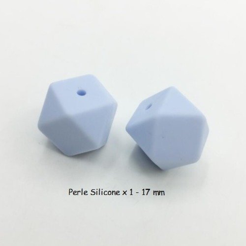 1 perle en silicone - hexagonale - 17 mm - bleu ciel