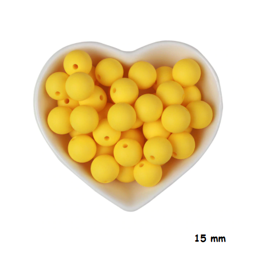 Lot de 3 perles en silicones - 15 mm - jaune citron