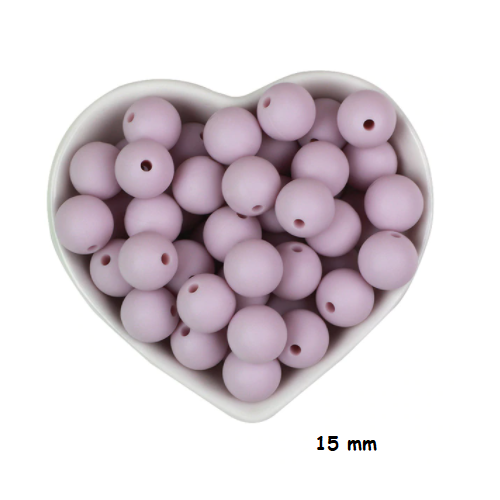 Lot de 3 perles en silicones - 15 mm - parme