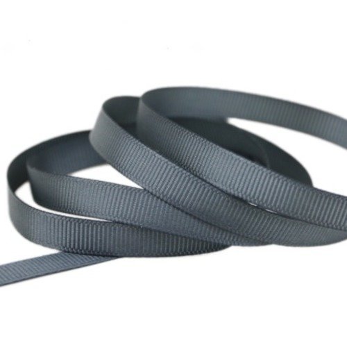 Ruban gros grain uni gris foncé - 10 mm - vendu au mètre