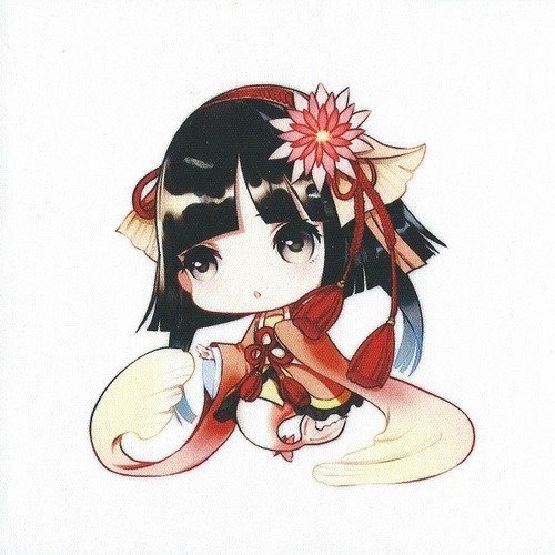 1 coupon tissu / appliqué / vignette - 15 x 15 cm - kawai - manga