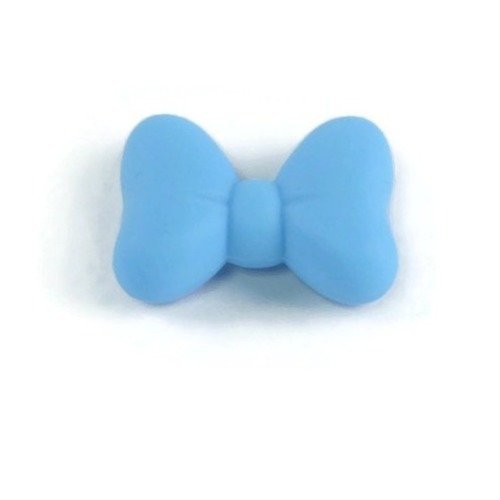 1 perle en silicone - noeud - bleu 