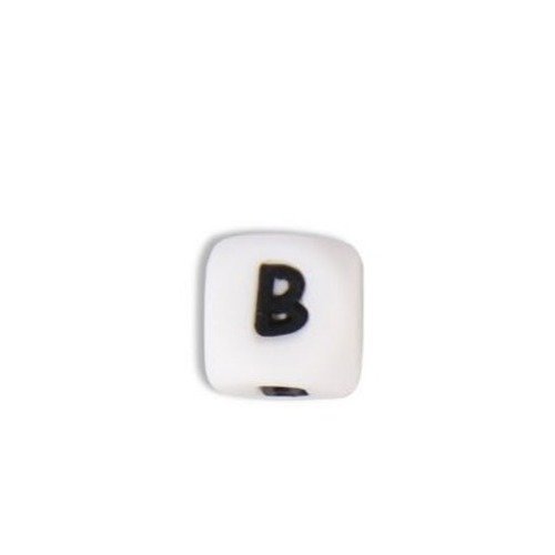 1 perle en silicone - lettre b - 12 mm 