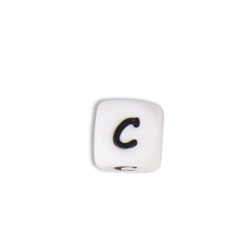 1 perle en silicone - lettre c - 12 mm 