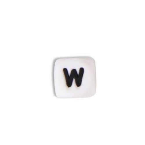 1 perle en silicone - lettre w - 12 mm 