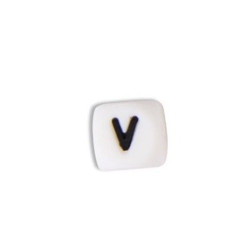 1 perle en silicone - lettre v - 12 mm 