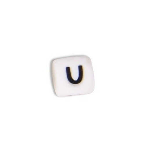 1 perle en silicone - lettre u - 12 mm 