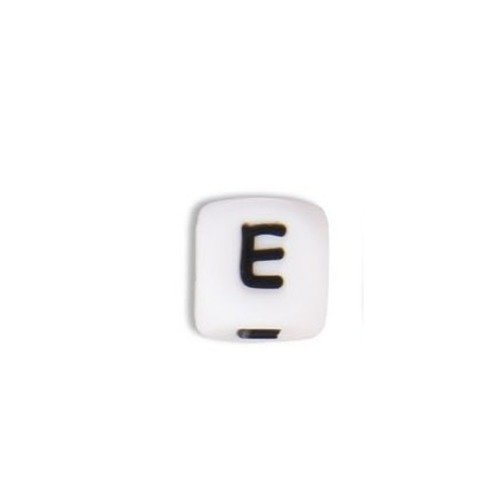 1 perle en silicone - lettre e - 12 mm 