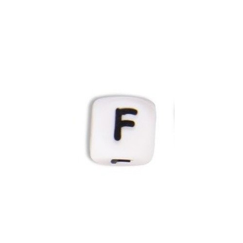 1 perle en silicone - lettre f - 12 mm 
