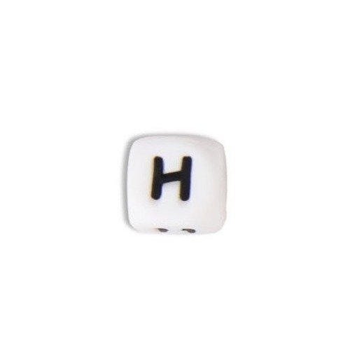 1 perle en silicone - lettre h - 12 mm 