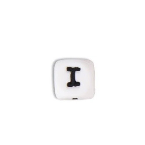 1 perle en silicone - lettre i - 12 mm 