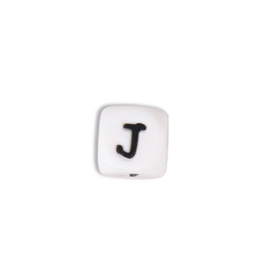 1 perle en silicone - lettre j- 12 mm 