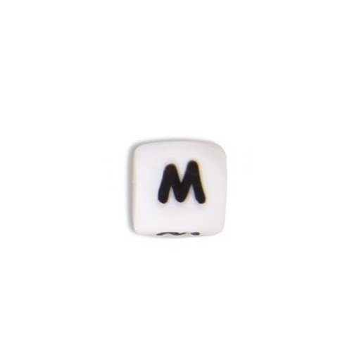 1 perle en silicone - lettre m - 12 mm 