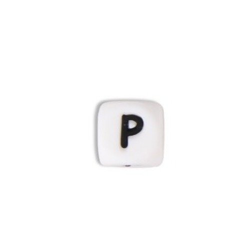 1 perle en silicone - lettre p - 12 mm 