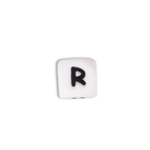 1 perle en silicone - lettre r - 12 mm 
