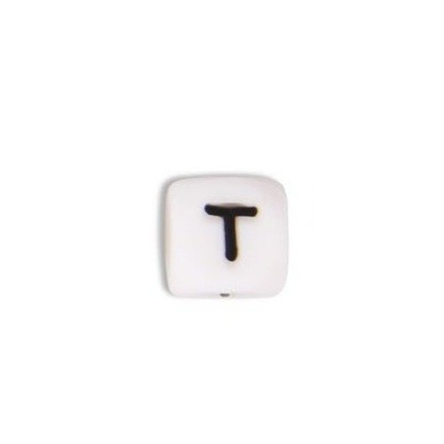 1 perle en silicone - lettre t - 12 mm 