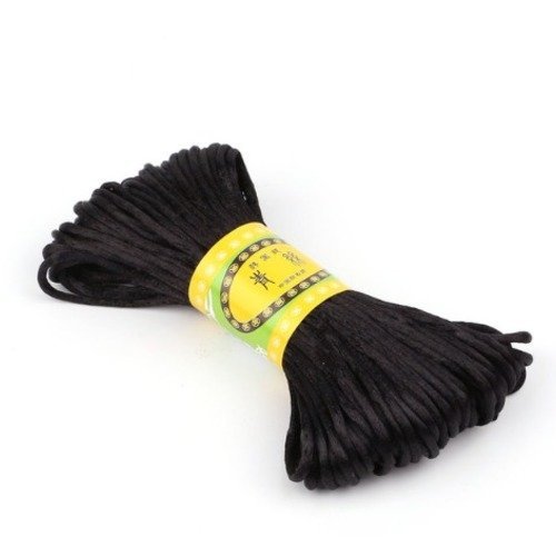Cordon polyester - noir - 2.5 mm - vendu au mètre