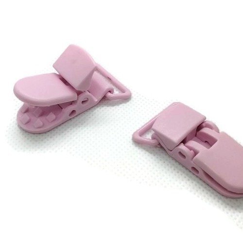 1 clip / pince bretelle pour attache tétine ou doudou - plastique - rose