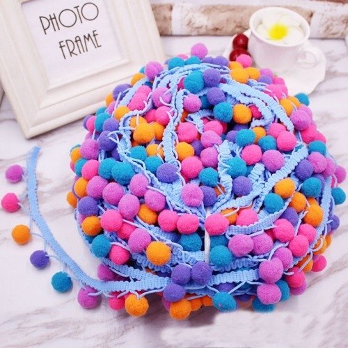 82 cm de galon pompon multicolore - tons bleus