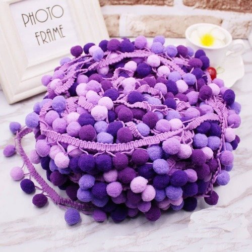 Galon pompon - tons violets - vendu par 0.50 cm